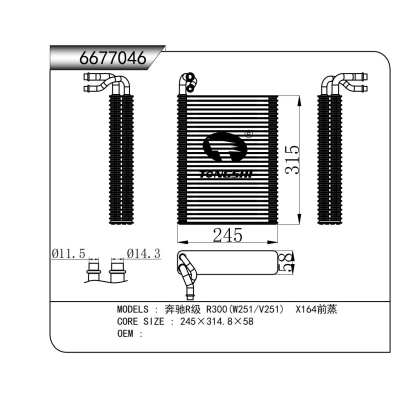 适用于  奔驰R级 R300(W251/V251) X164前蒸  蒸发器